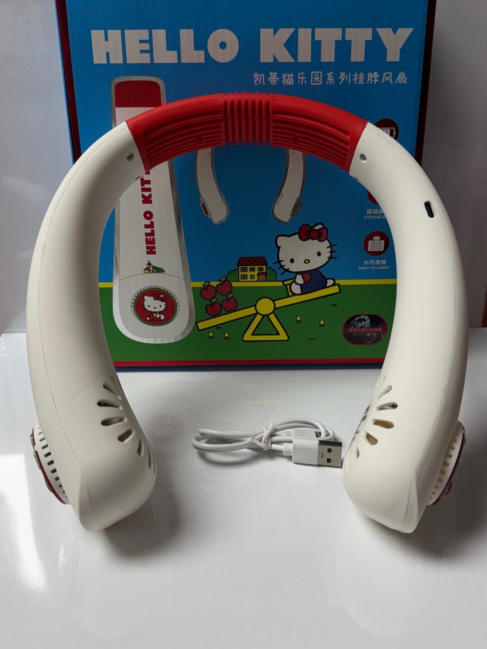 Hello Kitty Neck Fan – Portable Personal Fan with USB Charging Cable